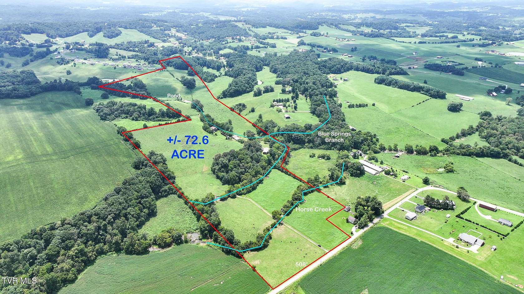 72.6 Acres of Agricultural Land with Home for Sale in Chuckey, Tennessee