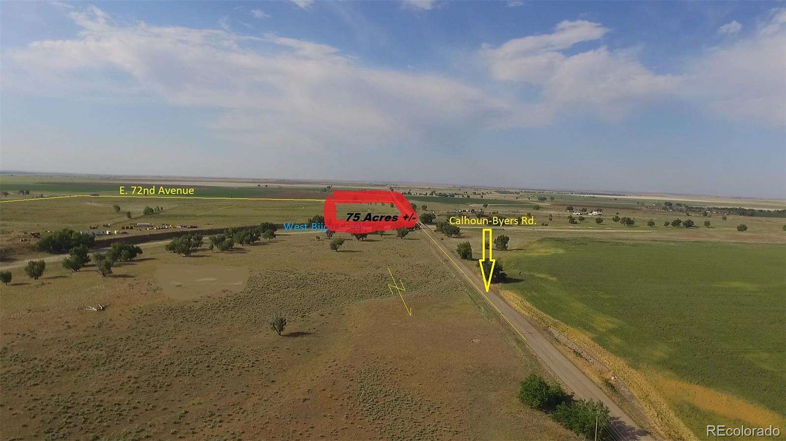 75 Acres of Improved Agricultural Land for Sale in Byers, Colorado