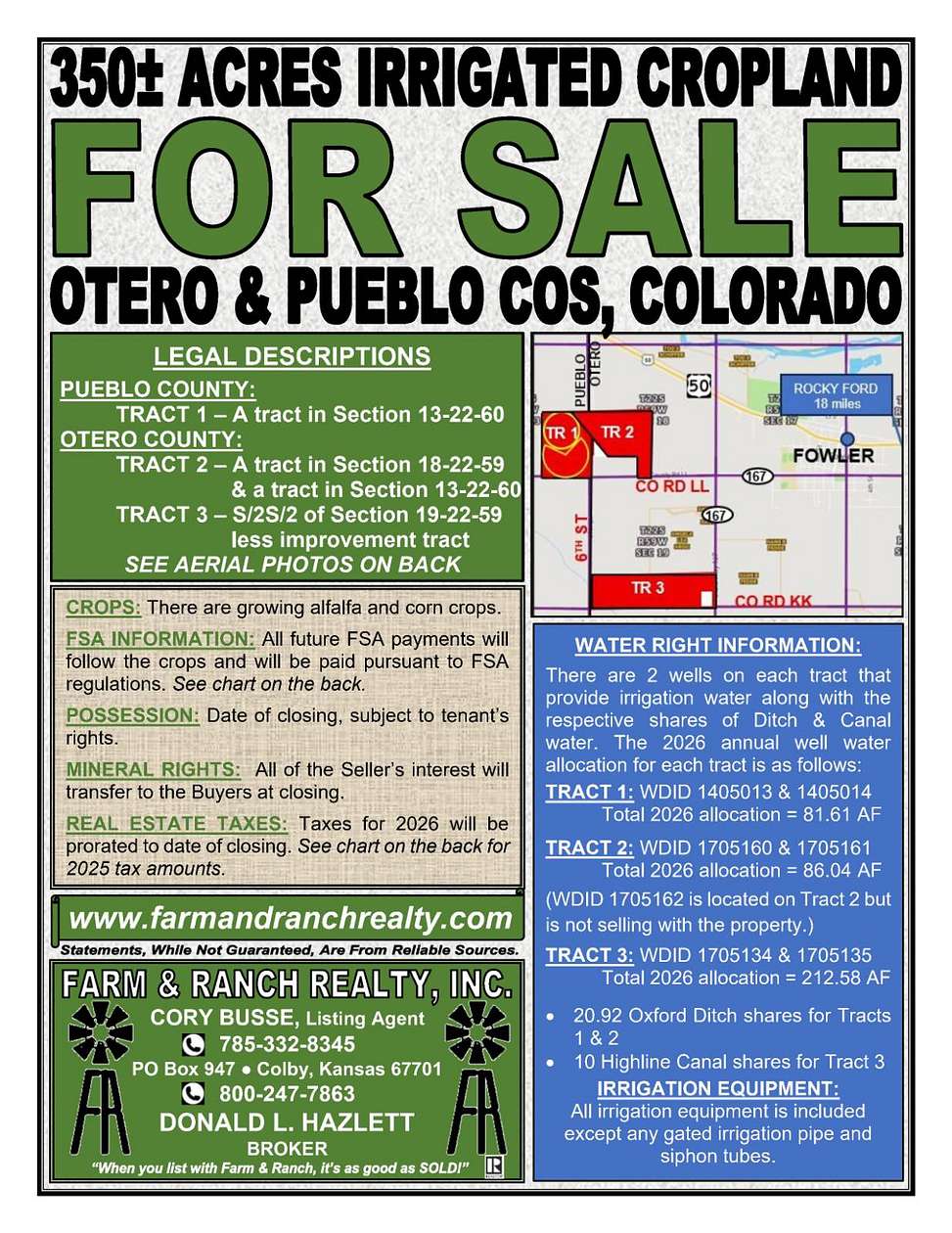 350 Acres of Land for Sale in Fowler, Colorado