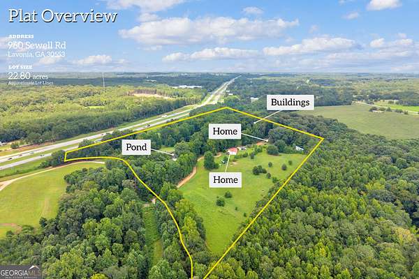 22.8 Acres of Land with Home for Sale in Lavonia, Georgia