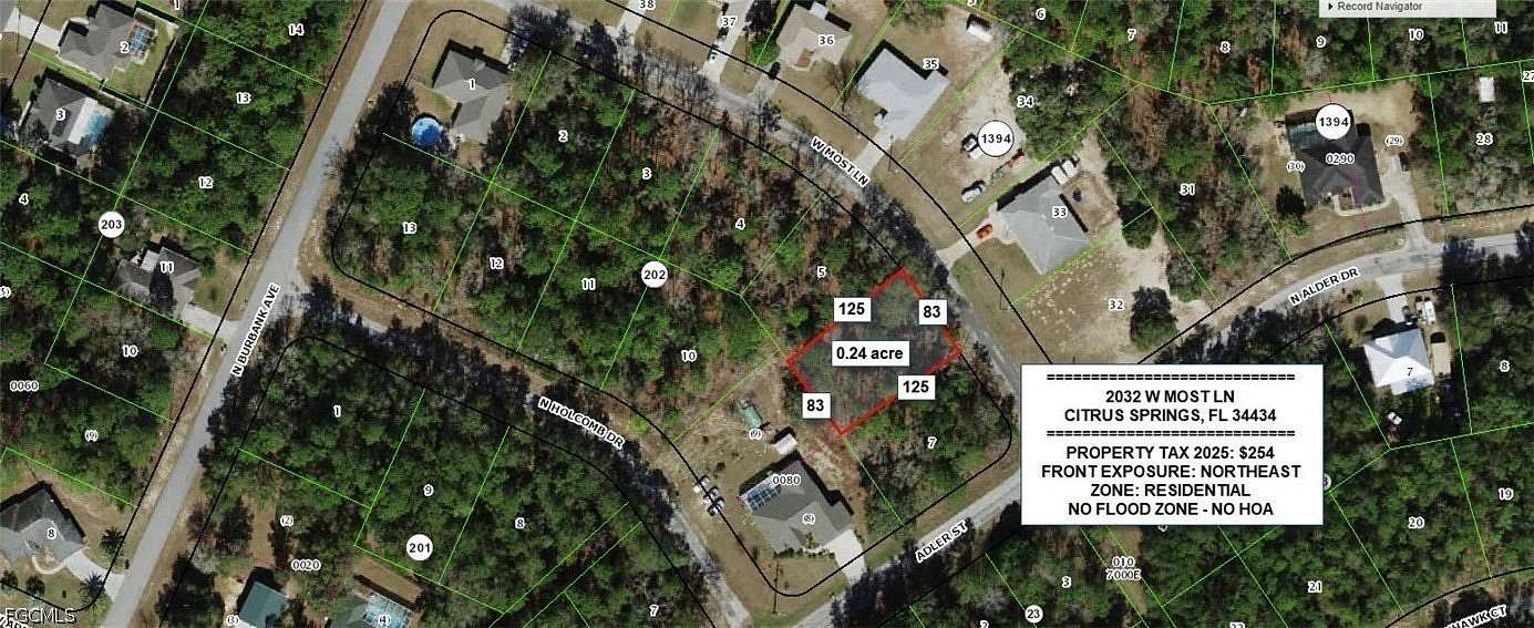 0.24 Acres of Land for Sale in Citrus Springs, Florida