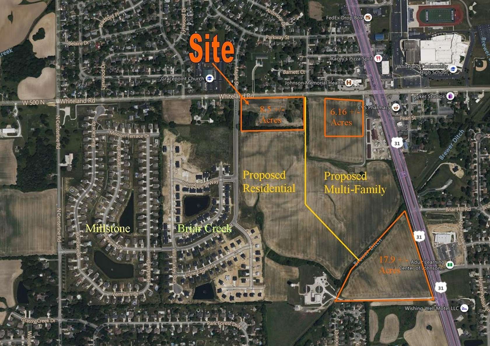 8.5 Acres of Mixed-Use Land for Sale in Whiteland, Indiana