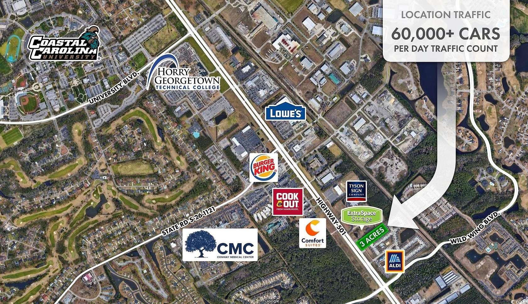 3 Acres of Commercial Land for Sale in Conway, South Carolina