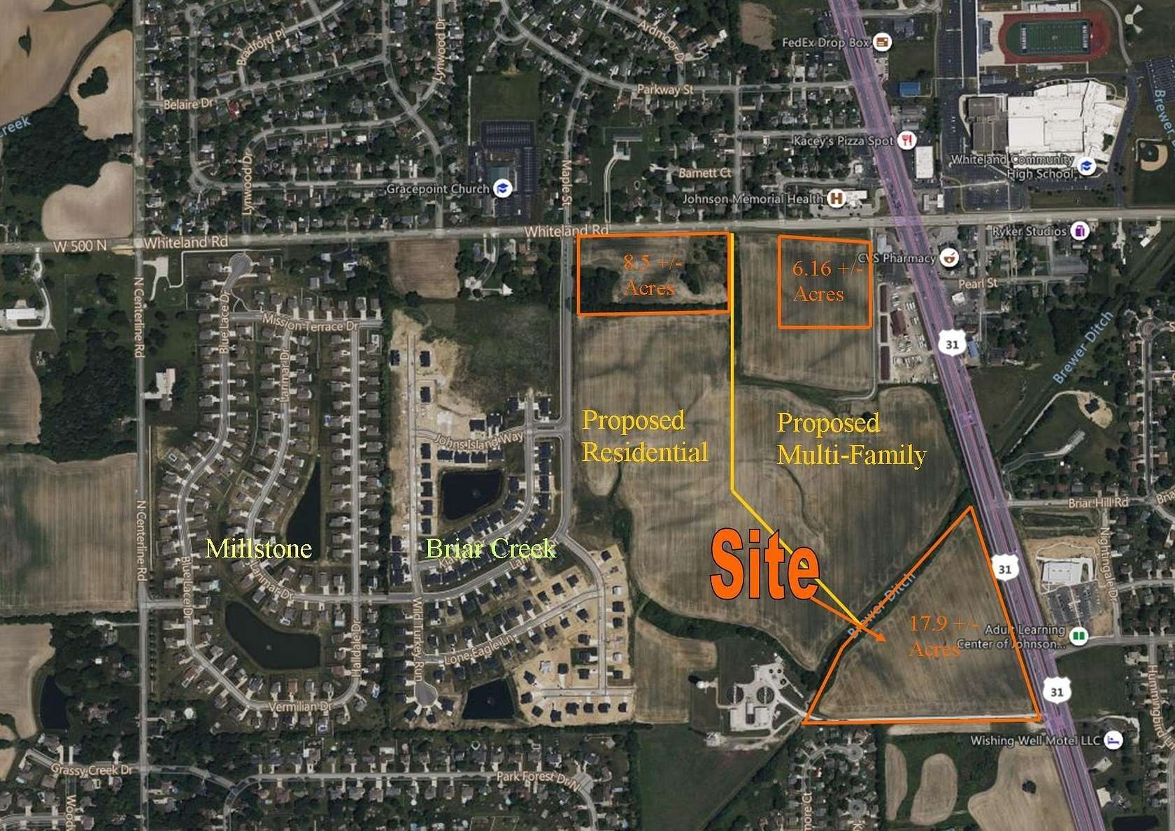 20.9 Acres of Mixed-Use Land for Sale in Whiteland, Indiana