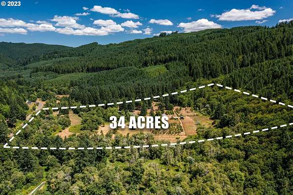 34 Acres of Agricultural Land with Home for Sale in Blachly, Oregon