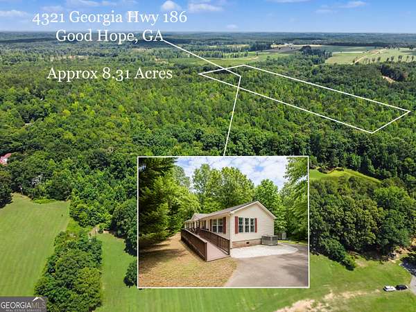 8.3 Acres of Land with Home for Sale in Good Hope, Georgia