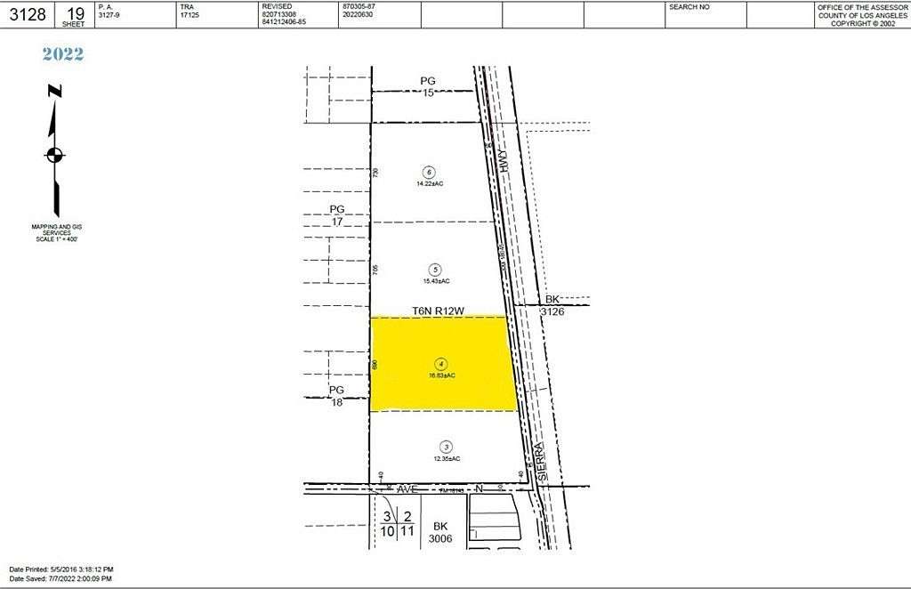 16.7 Acres of Commercial Land for Sale in Palmdale, California