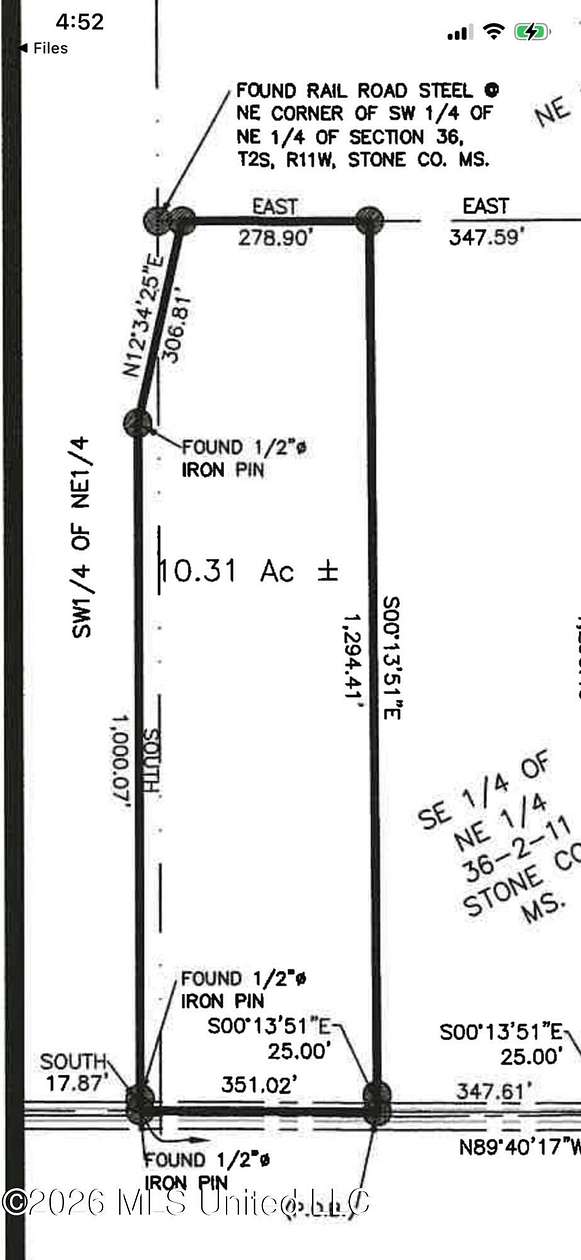 10.3 Acres of Land for Sale in Wiggins, Mississippi