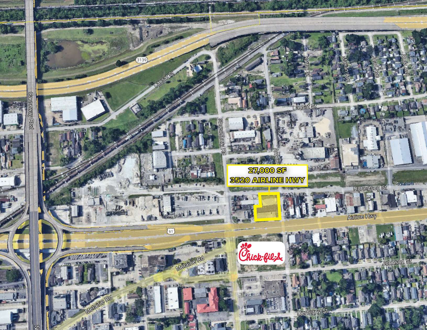 0.62 Acres of Commercial Land for Sale in Metairie, Louisiana
