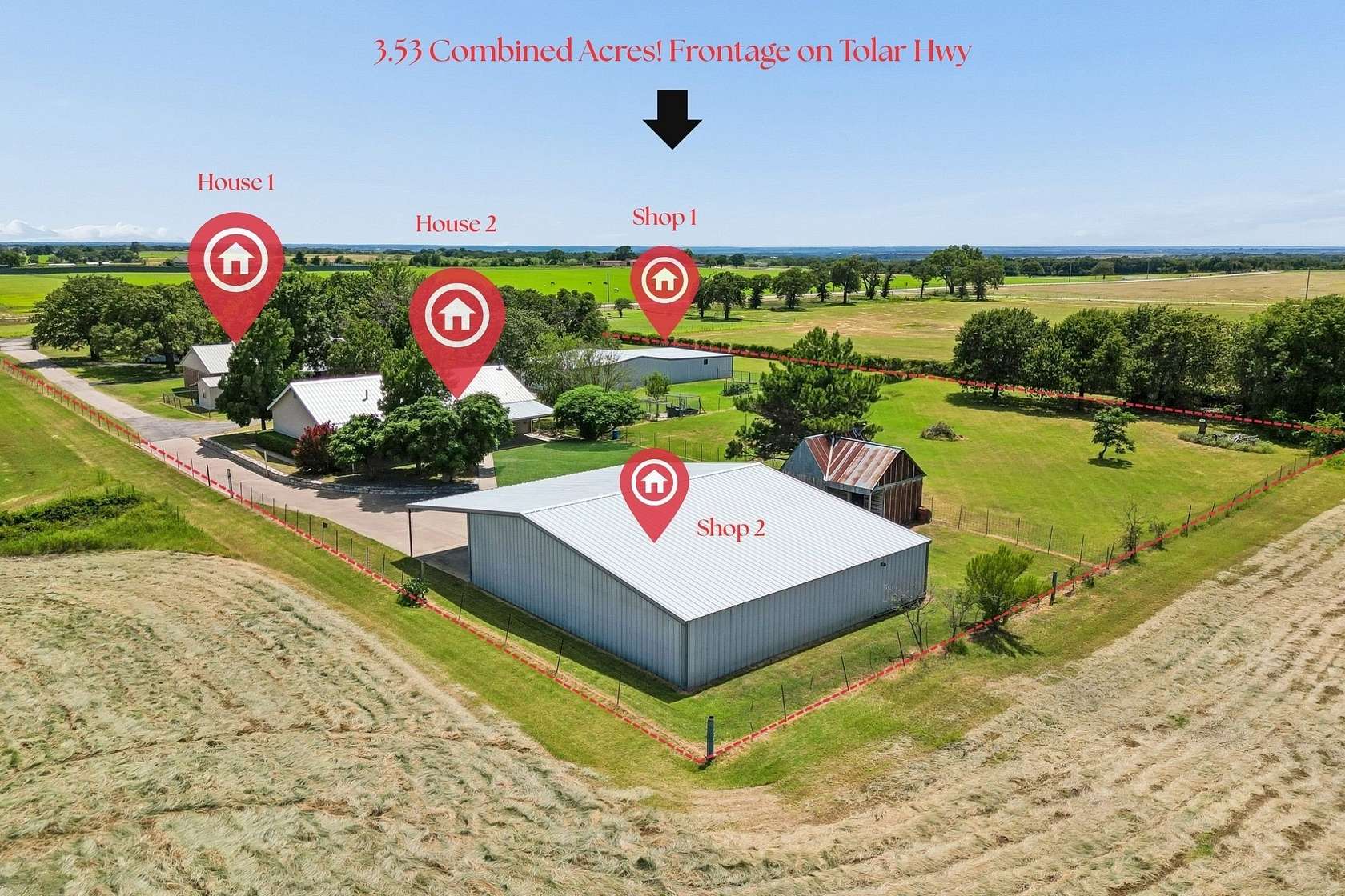 3.5 Acres of Land with Home for Sale in Tolar, Texas