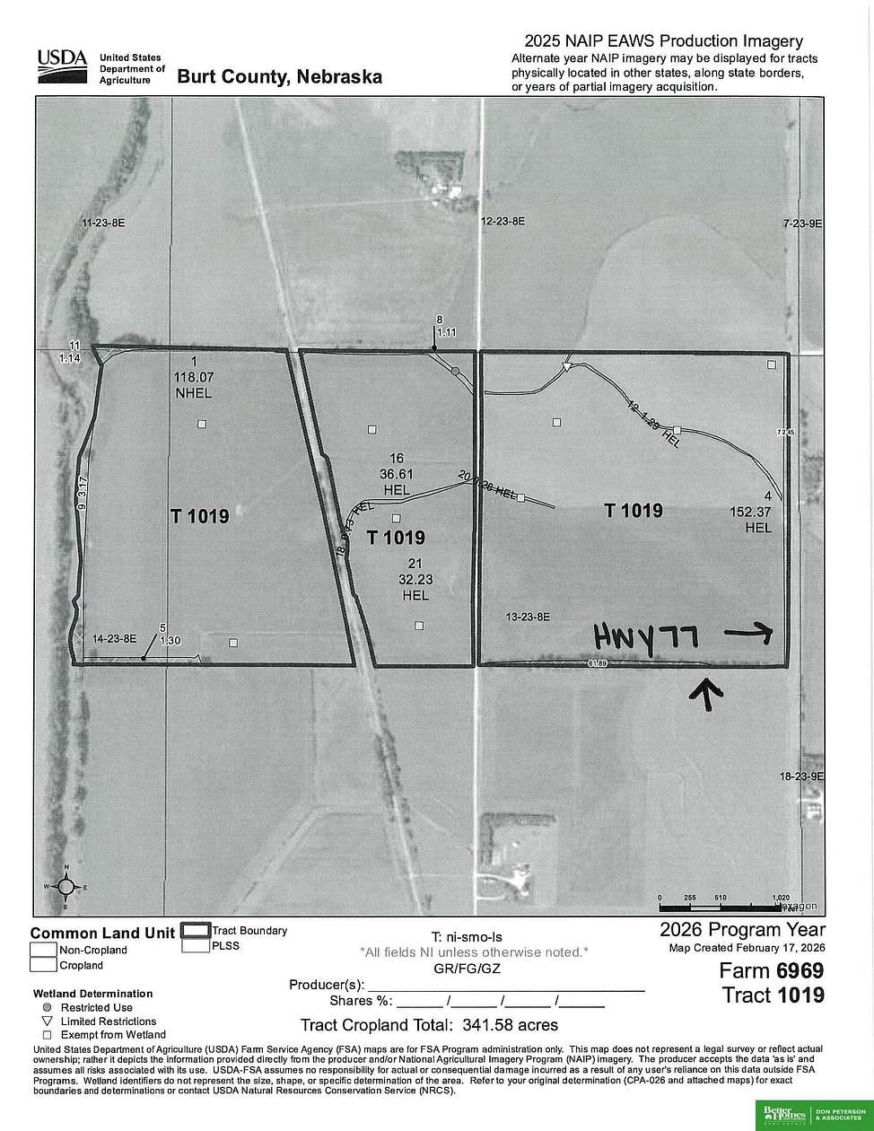 150 Acres of Land for Sale in Lyons, Nebraska