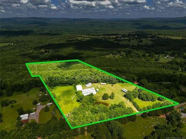 19.2 Acres of Land with Home for Sale in Muldrow, Oklahoma