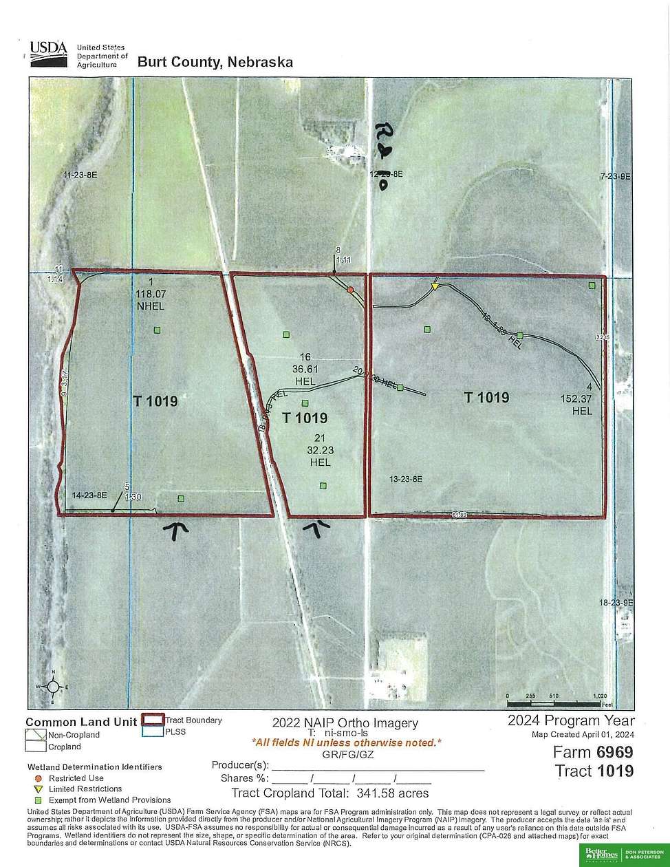 190 Acres of Agricultural Land for Sale in Lyons, Nebraska