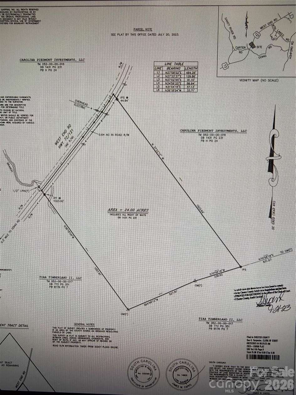 24 Acres of Recreational & Residential Land for Sale in Chester, South Carolina