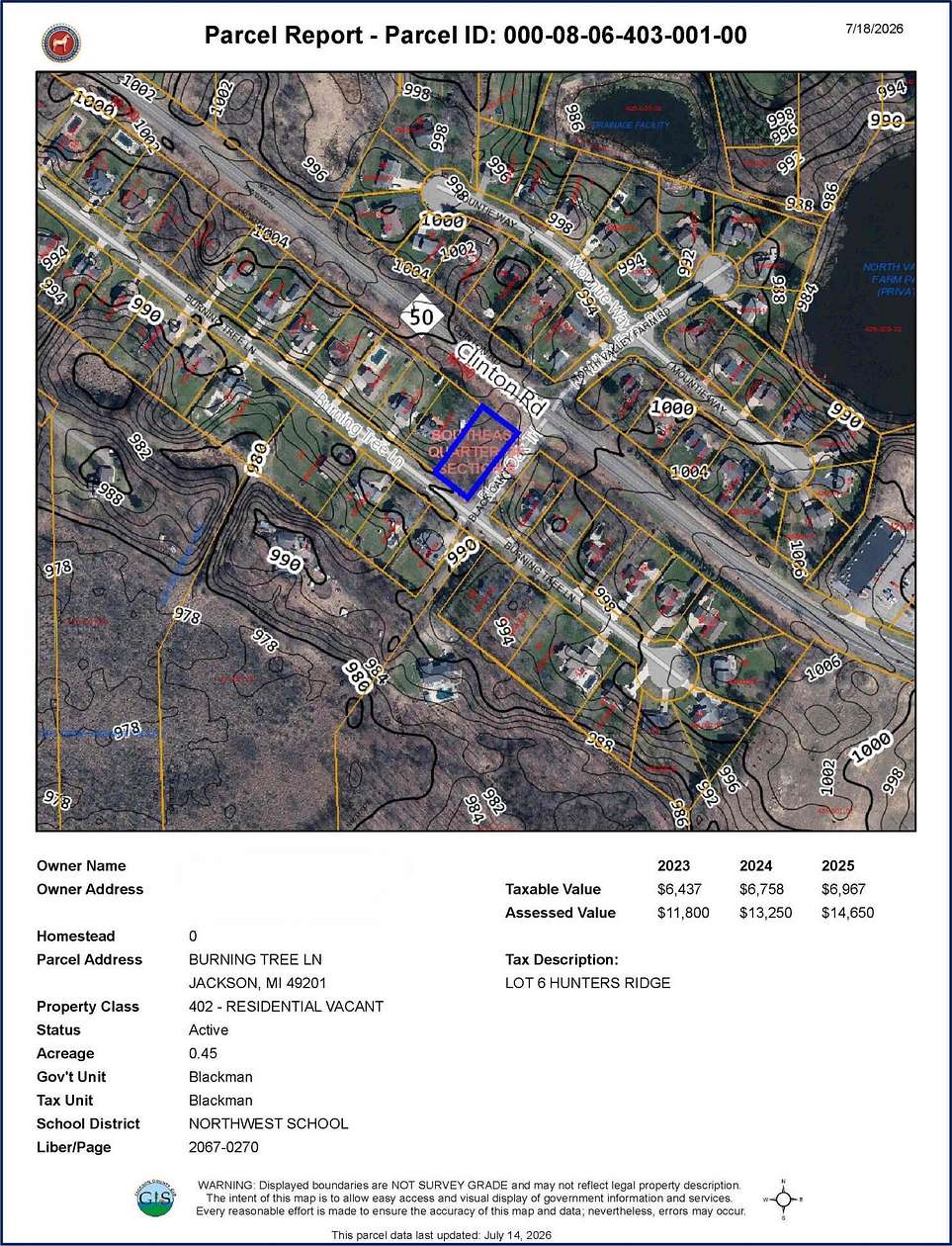 0.45 Acres of Residential Land for Sale in Jackson, Michigan