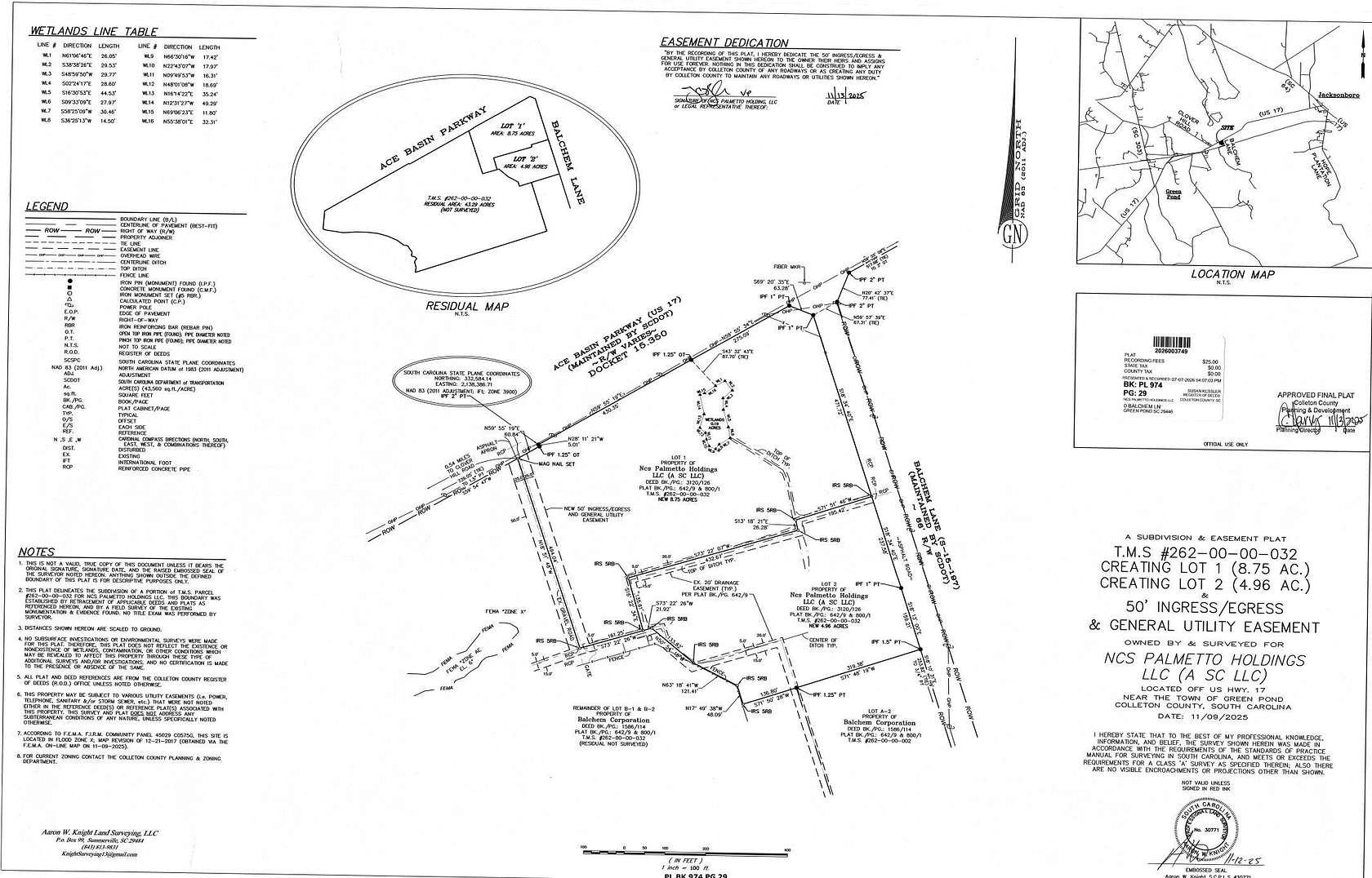 8.75 Acres of Commercial Land for Sale in Green Pond, South Carolina