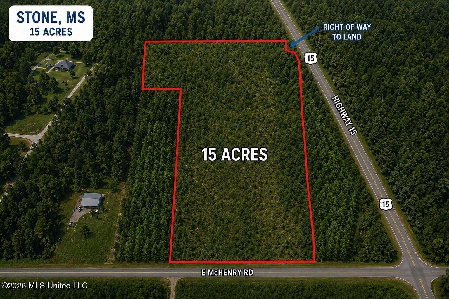 15 Acres of Recreational & Residential Land for Sale in Saucier, Mississippi
