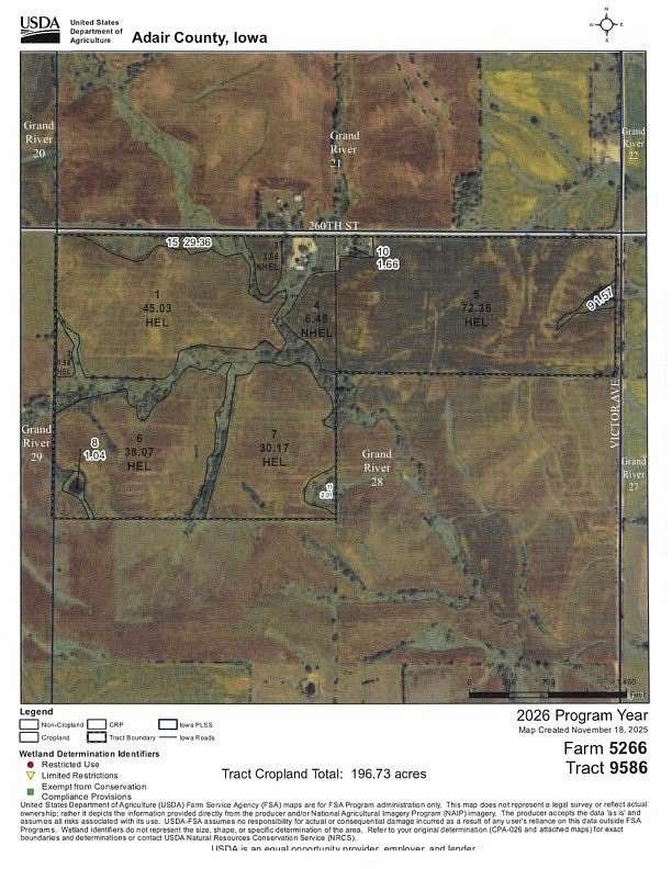 160 Acres of Agricultural Land for Sale in Greenfield, Iowa