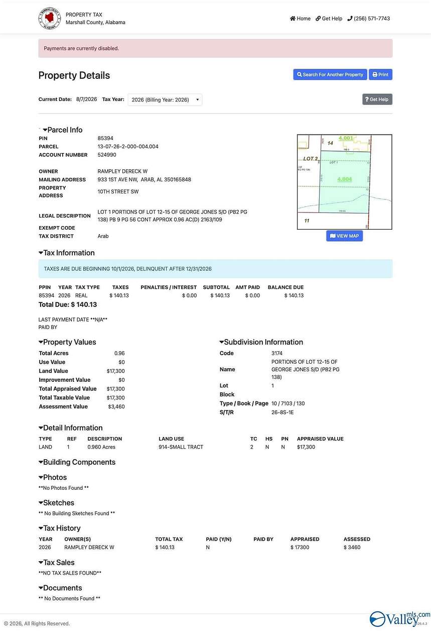 0.96 Acres of Residential Land for Sale in Arab, Alabama