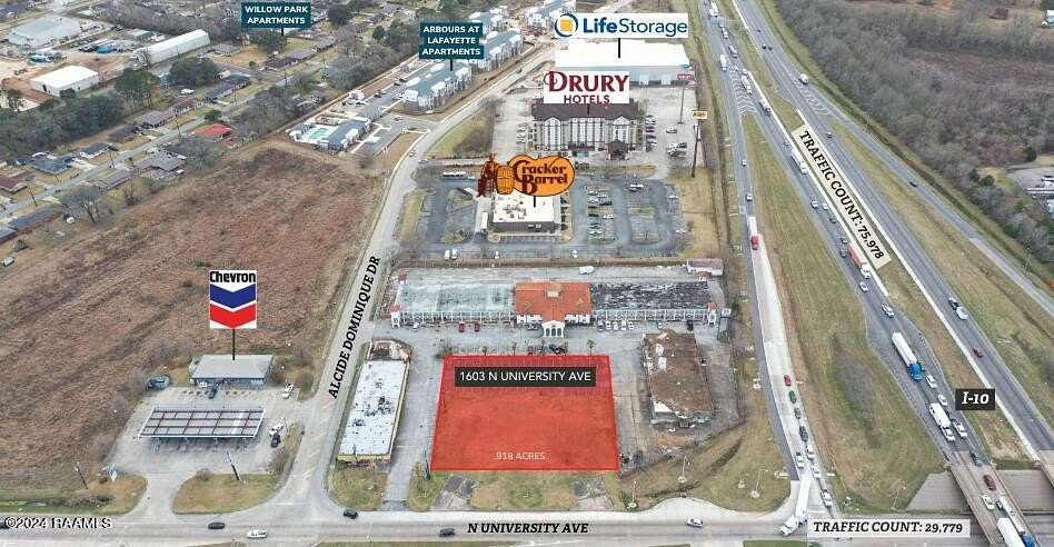 0.92 Acres of Commercial Land for Sale in Lafayette, Louisiana