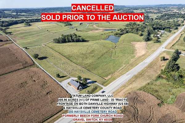 206 Acres of Agricultural Land for Auction in Gravel Switch, Kentucky