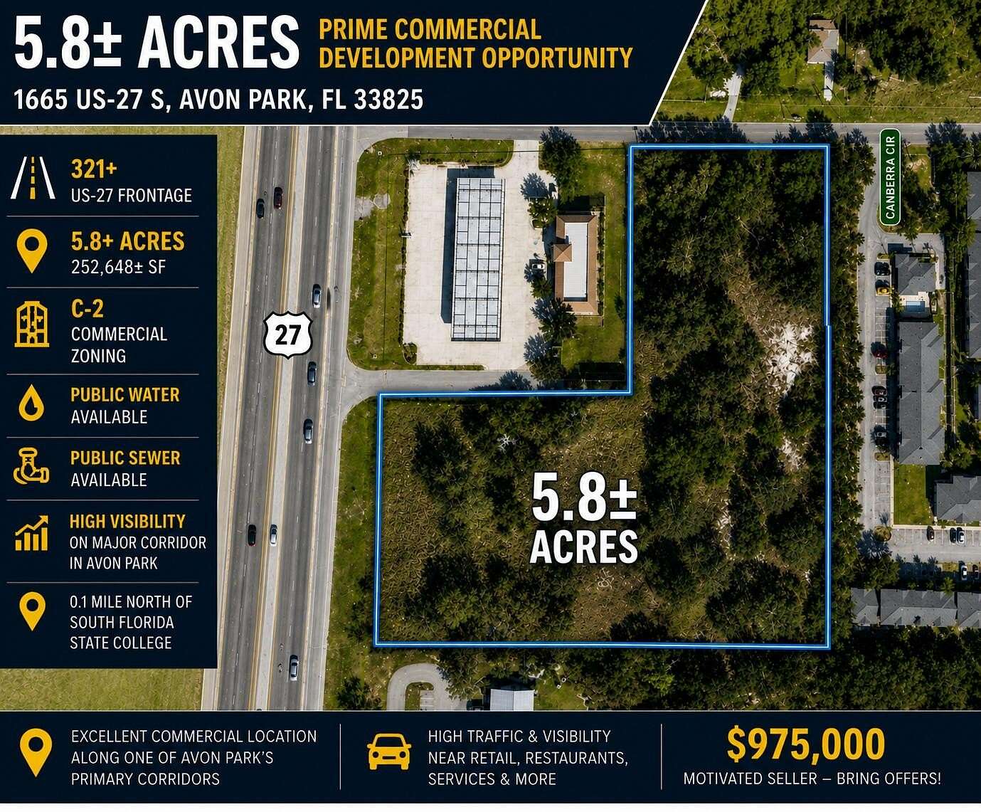 5.8 Acres of Commercial Land for Sale in Avon Park, Florida