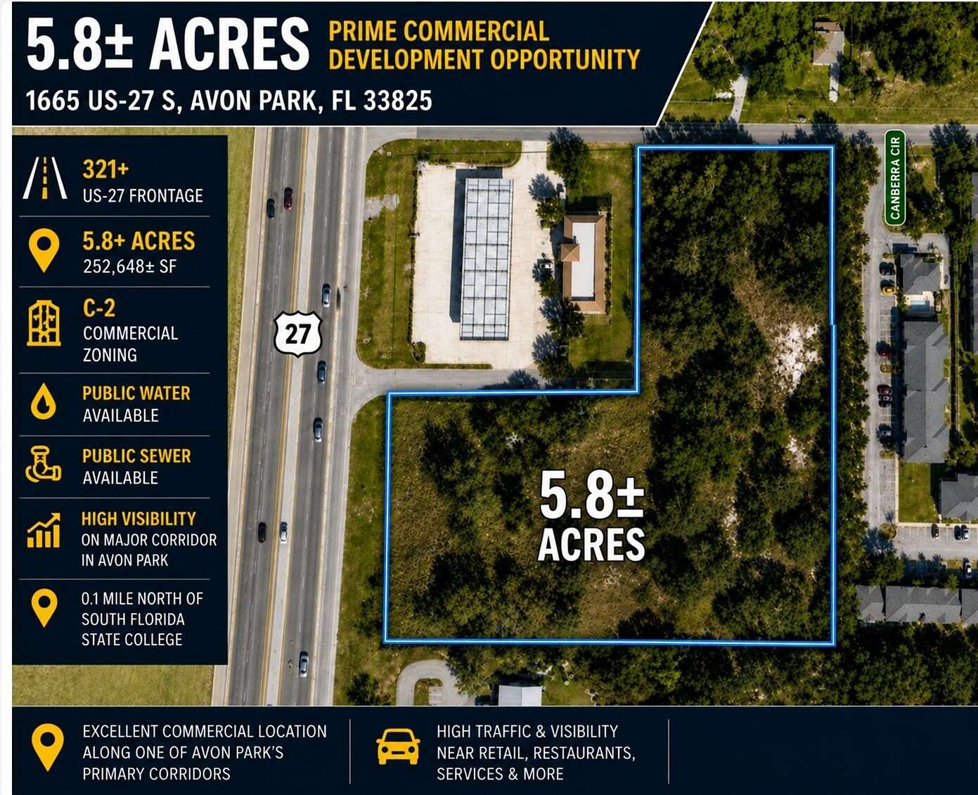 5.8 Acres of Commercial Land for Sale in Avon Park, Florida