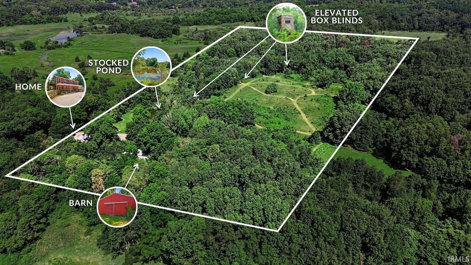 19.9 Acres of Recreational Land with Home for Sale in Middlebury, Indiana