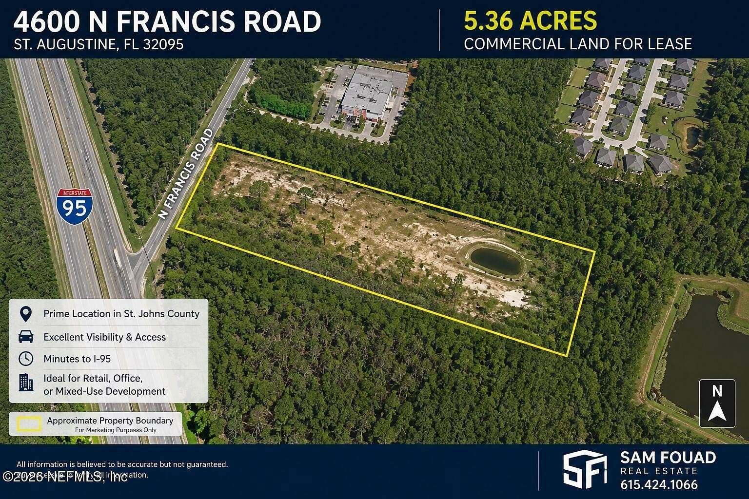 5.36 Acres of Commercial Land for Lease in St. Augustine, Florida