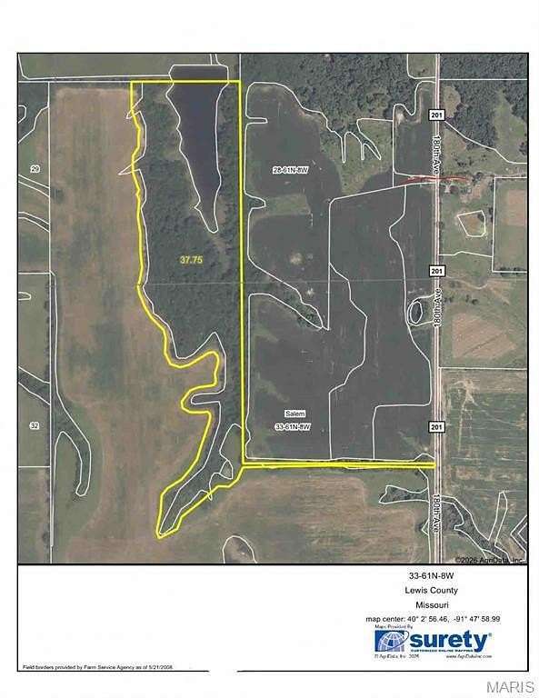 37 Acres of Land for Sale in Lewistown, Missouri