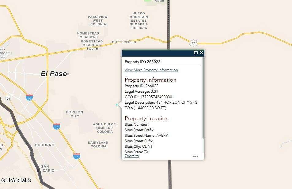 3.3 Acres of Residential Land for Sale in Horizon City, Texas