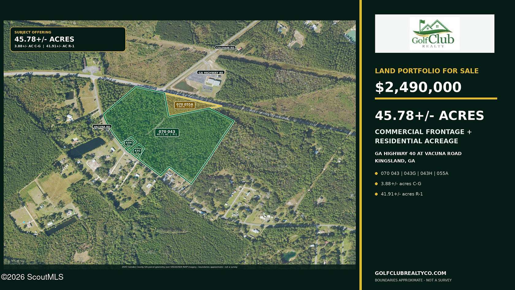 45.8 Acres of Mixed-Use Land for Sale in Kingsland, Georgia