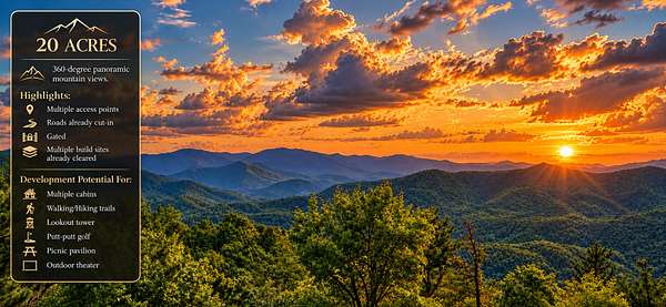 20 Acres of Recreational & Residential Land for Sale in Sevierville, Tennessee