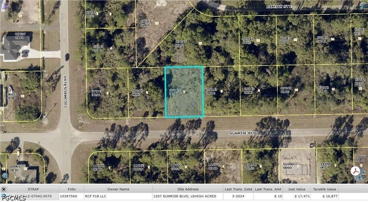 0.27 Acres of Residential Land for Sale in Lehigh Acres, Florida
