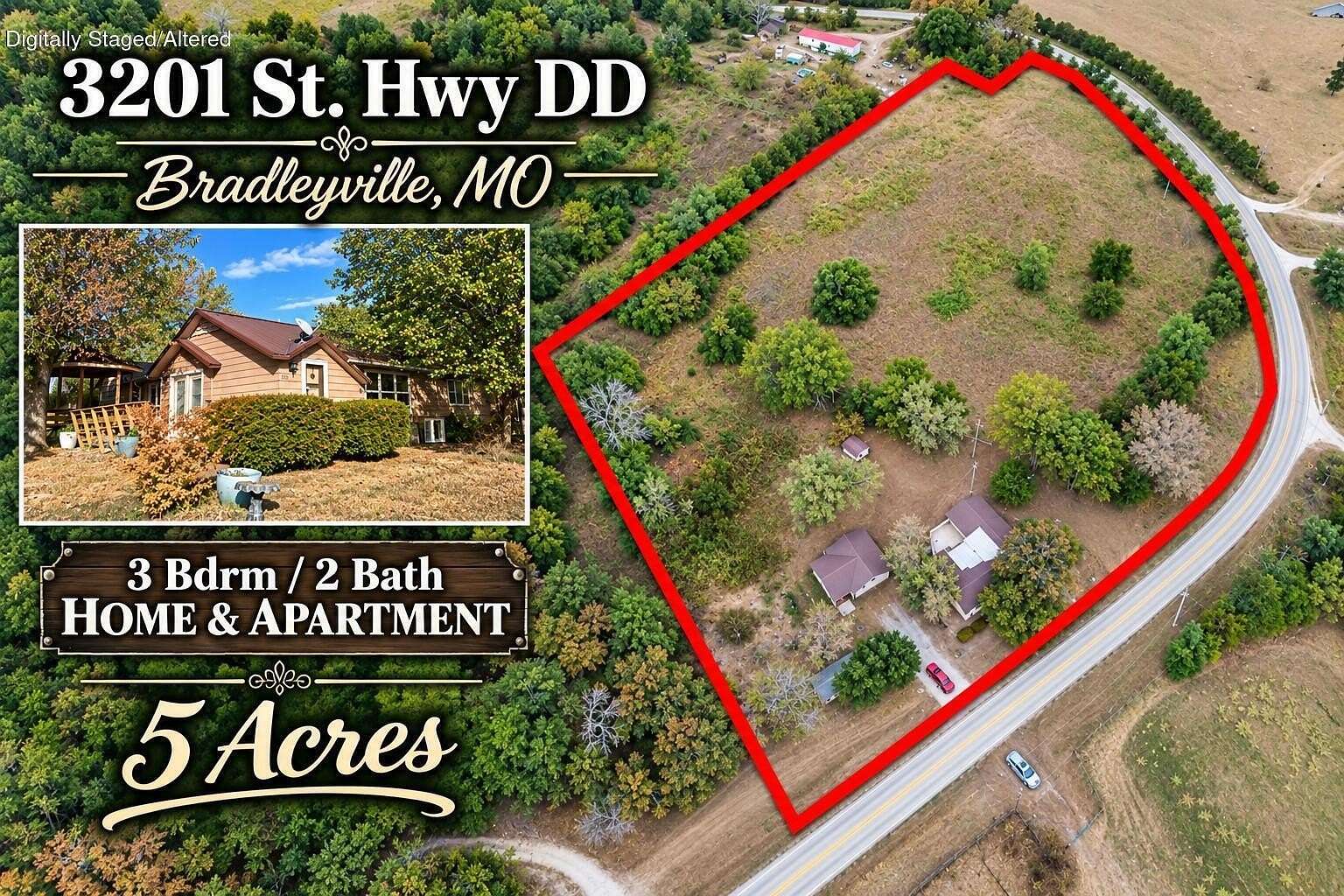 5 Acres of Land with Home for Sale in Bradleyville, Missouri