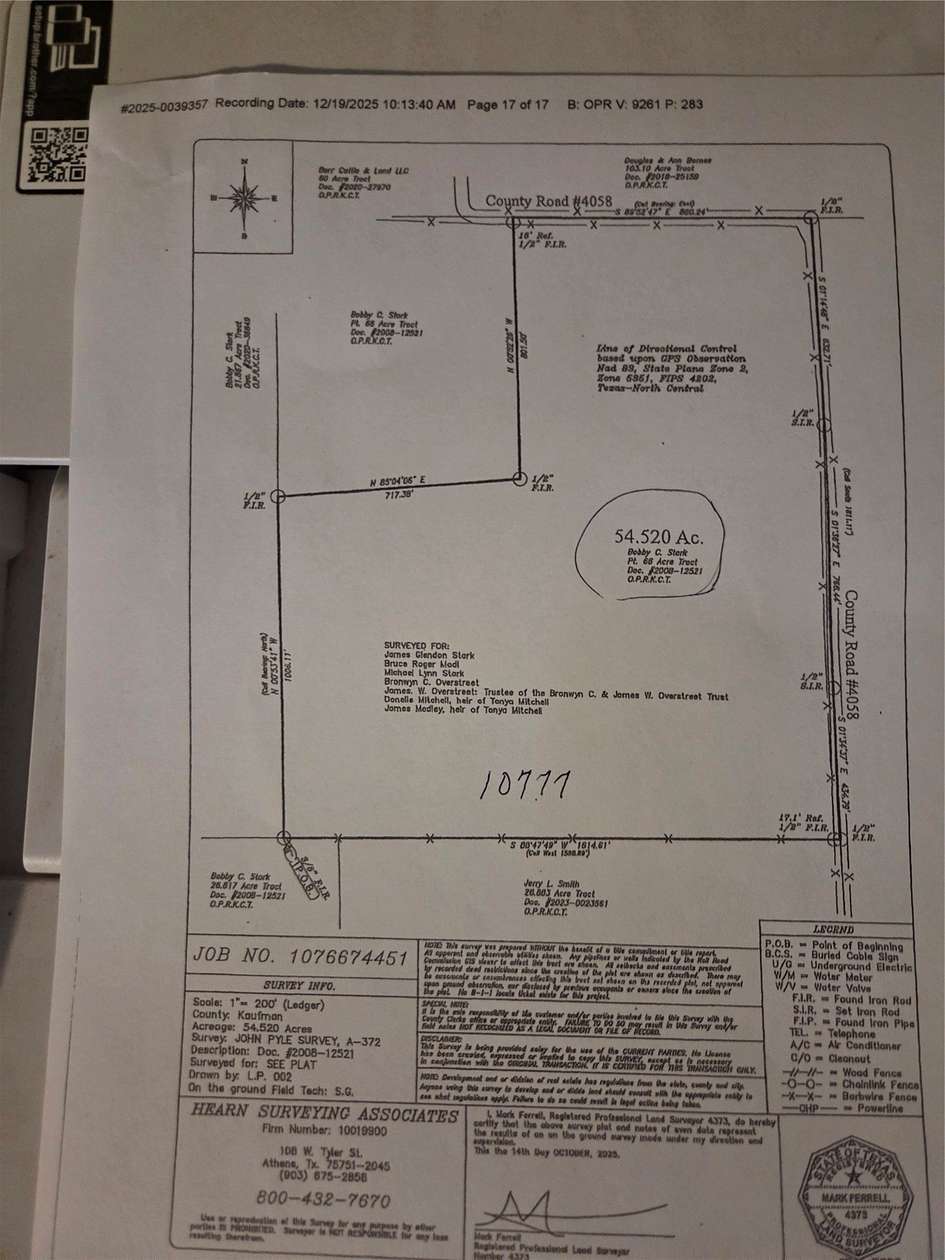 54.5 Acres of Land for Sale in Kemp, Texas