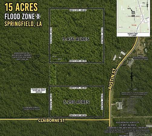 14.7 Acres of Land for Sale in Springfield, Louisiana