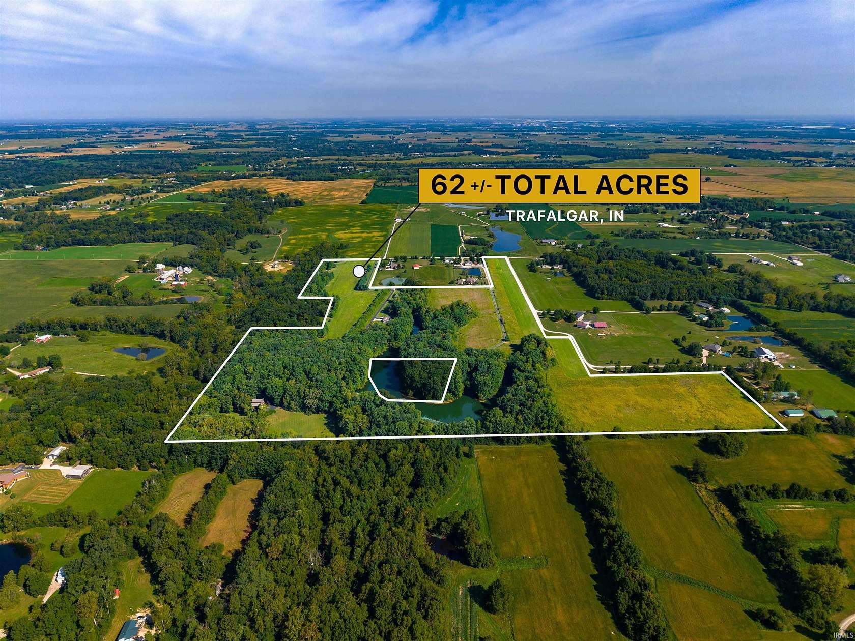 62 Acres of Recreational Land with Home for Sale in Trafalgar, Indiana