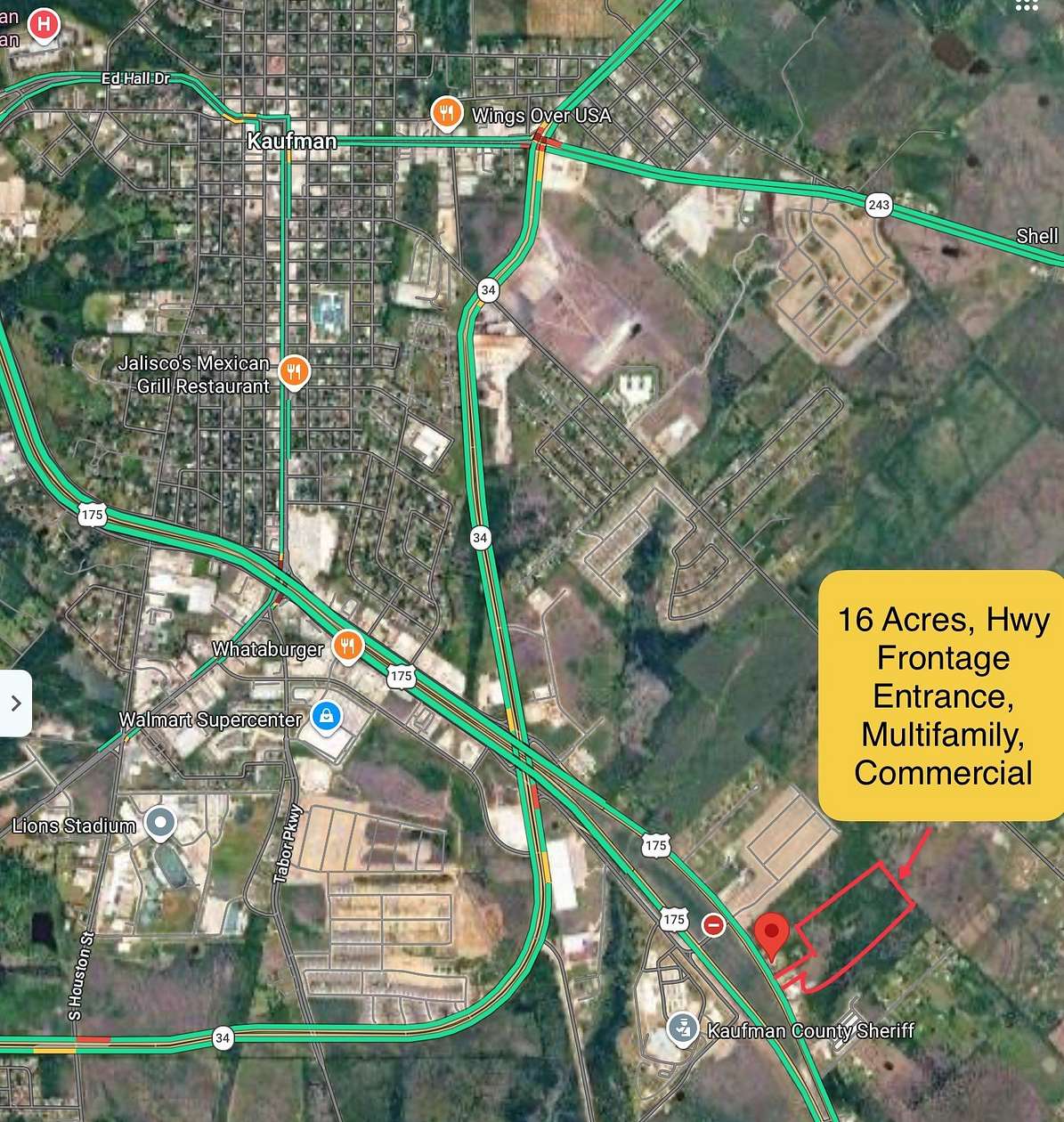 16.4 Acres of Mixed-Use Land for Sale in Kaufman, Texas