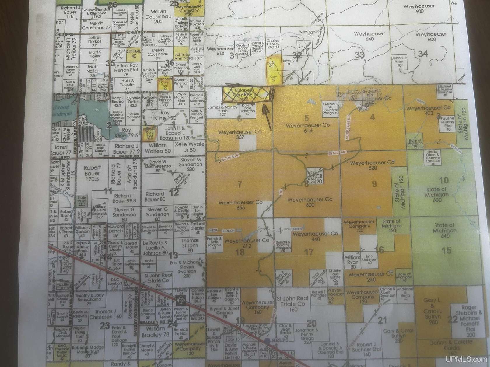 130 Acres of Land for Sale in Hardwood, Michigan
