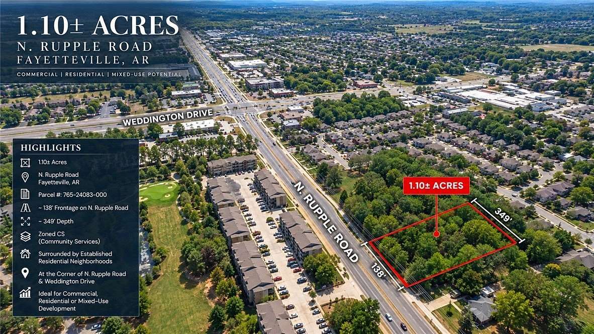 1.1 Acres of Mixed-Use Land for Sale in Fayetteville, Arkansas