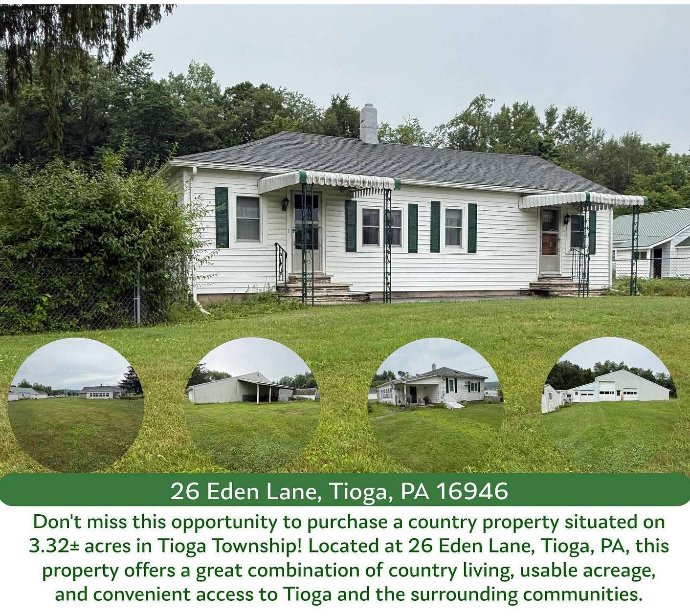 3.32 Acres of Land with Home for Sale in Tioga, Pennsylvania