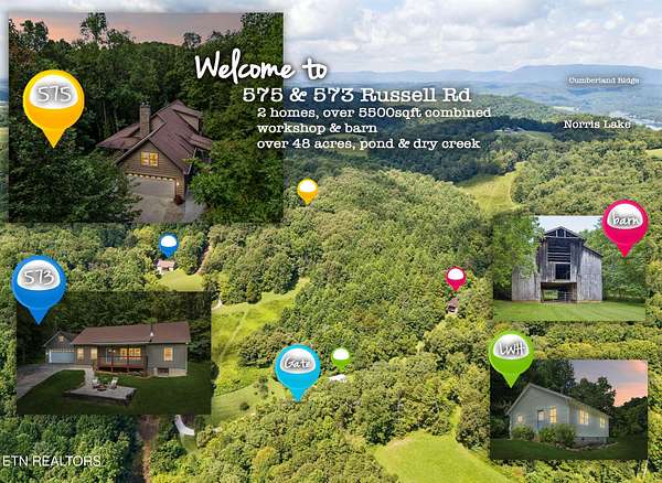 48.4 Acres of Recreational Land with Home for Sale in Sharps Chapel, Tennessee