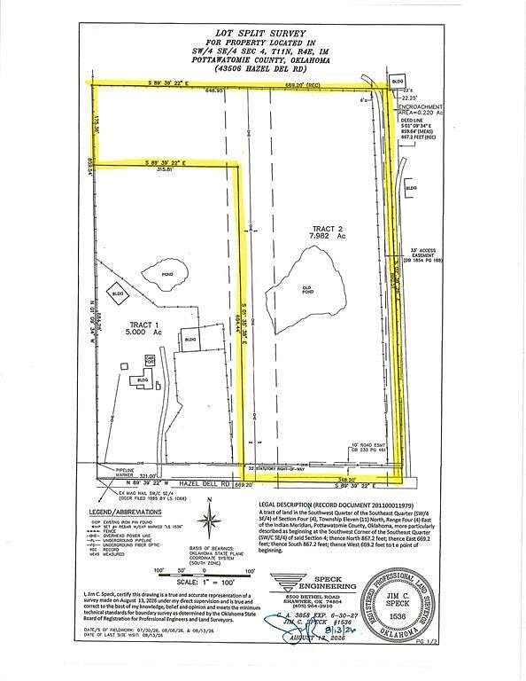 8 Acres of Residential Land for Sale in Shawnee, Oklahoma