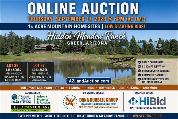 2.29 Acres of Residential Land for Auction in Greer, Arizona