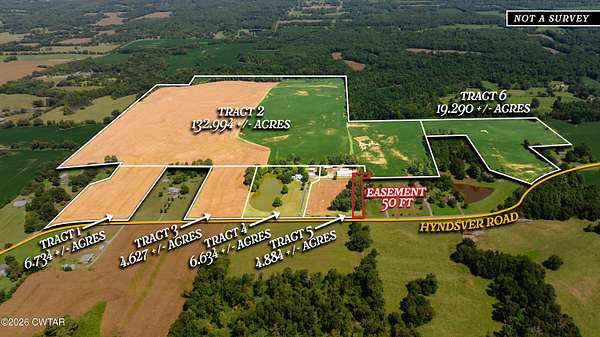 175 Acres of Agricultural Land with Home for Auction in Martin, Tennessee