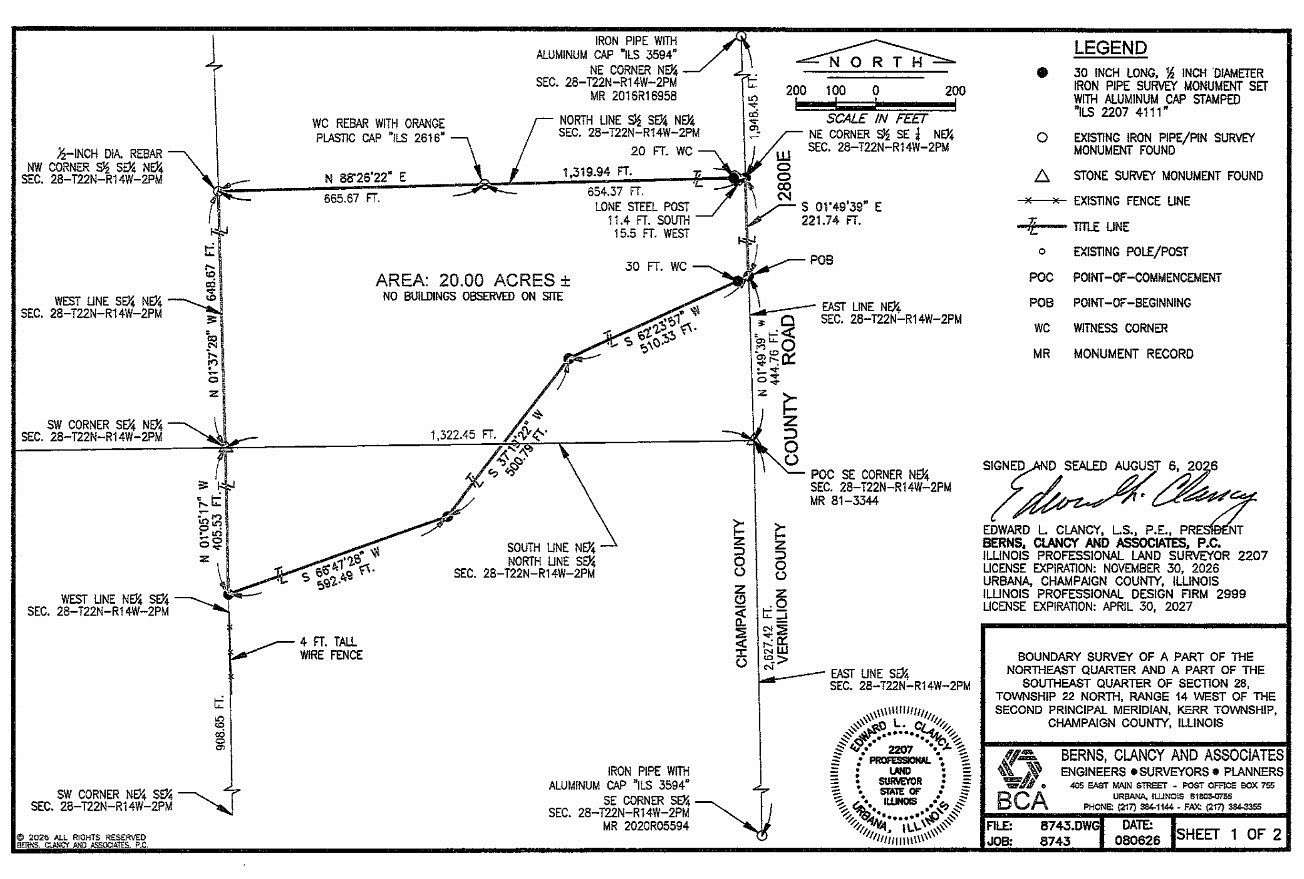 20 Acres of Recreational Land for Sale in Penfield, Illinois