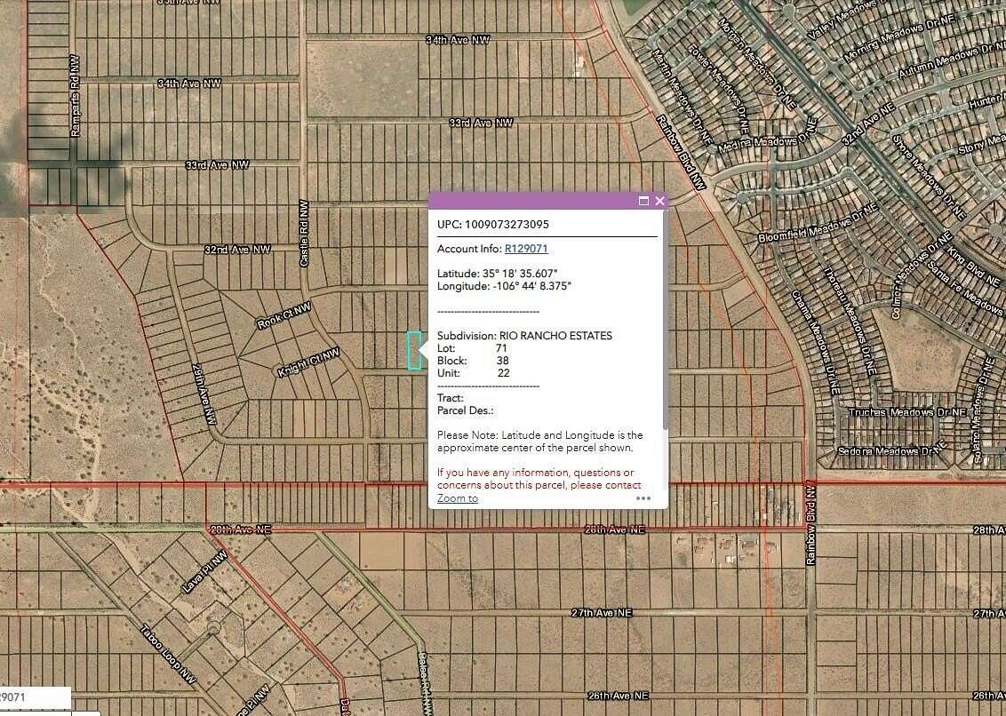 0.5 Acres of Residential Land for Sale in Rio Rancho, New Mexico