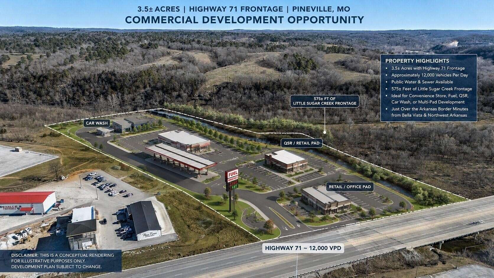 4.5 Acres of Commercial Land for Sale in Pineville, Missouri