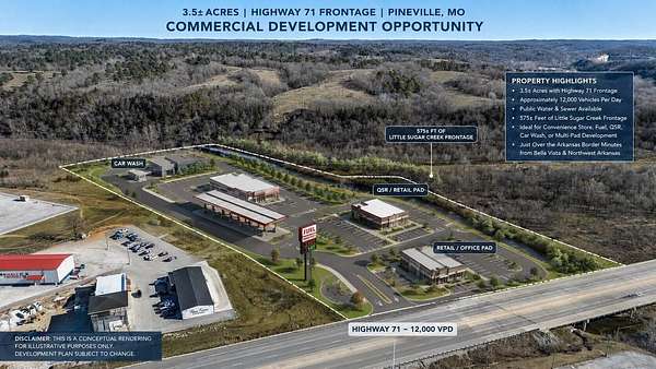 4.5 Acres of Commercial Land for Sale in Pineville, Missouri